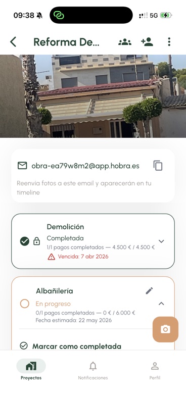 Detalle de un proyecto con sus fases