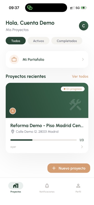 Lista de proyectos en Hobra
